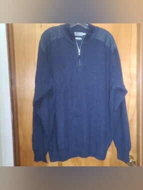 Peter Millar Mountainside Navy Blue Merino Wool Quarter Zip Sweater Size XXL